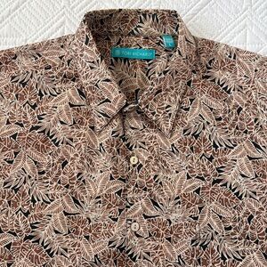 Tori Richard "Lineage" Aloha Shirt Men’s Size Large Brown Cotton Lawn Hawaii